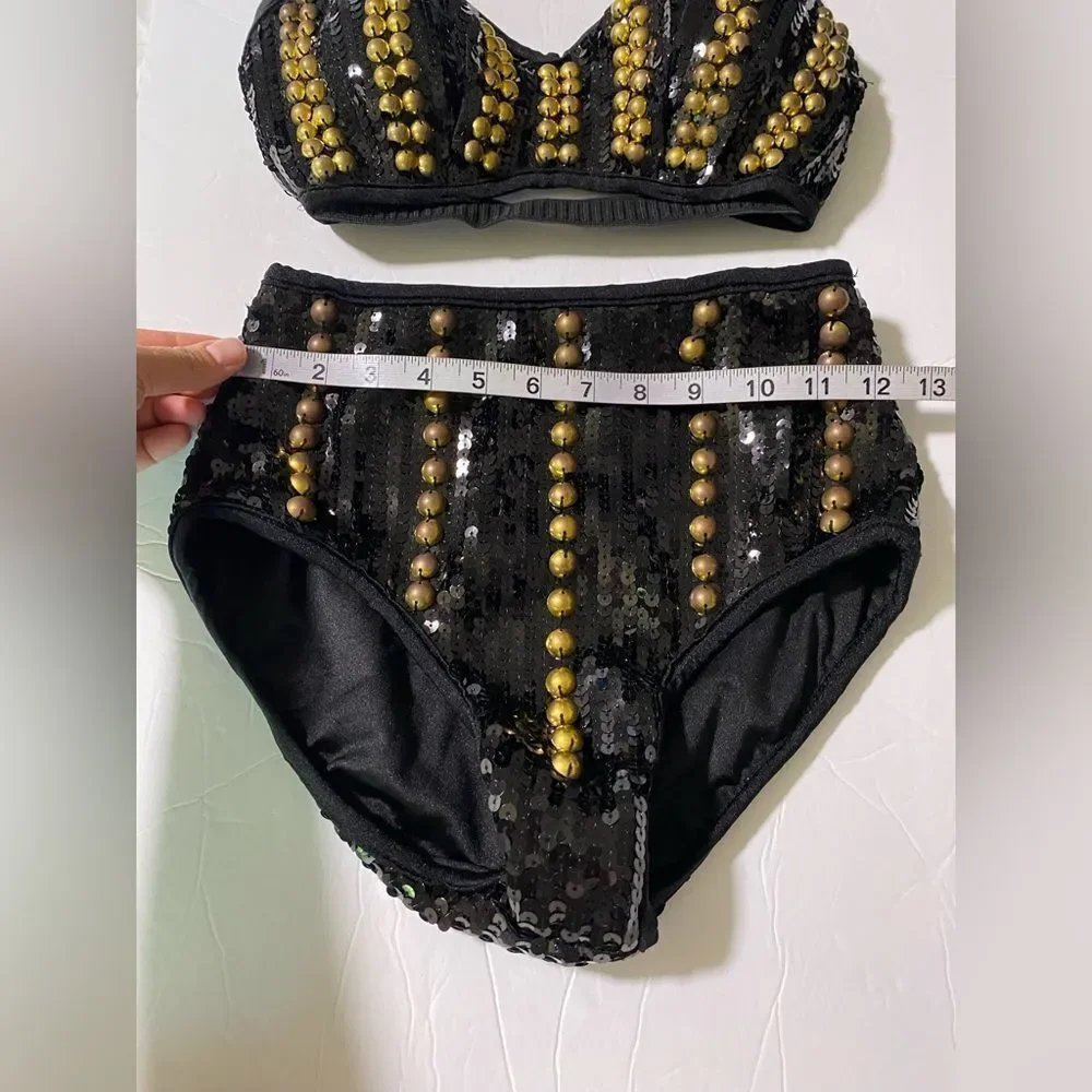 Glamour Dance solo dance costume mature sequin 5556 rocker goth 2 piece SA/MA